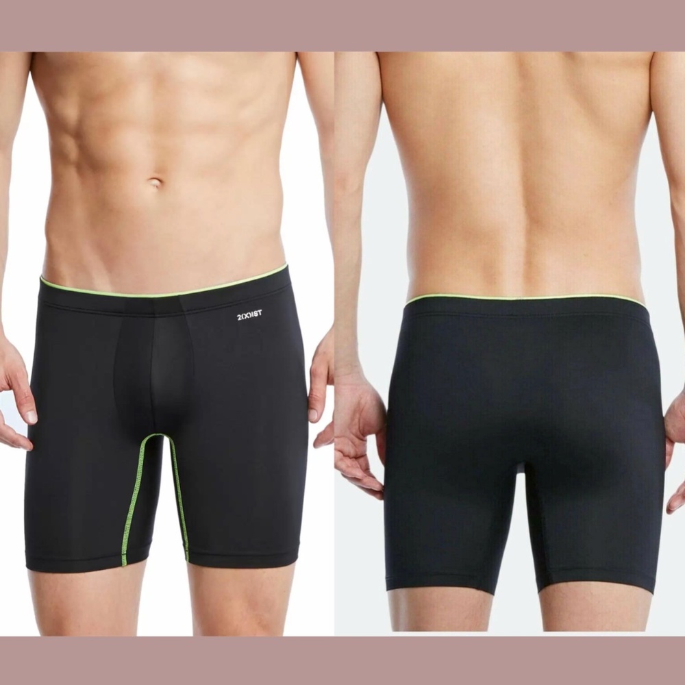 NIB $30 2(X)IST [ Medium ] Sliq Micro Sliq Long Leg Boxer Brief in Black‎ Green
